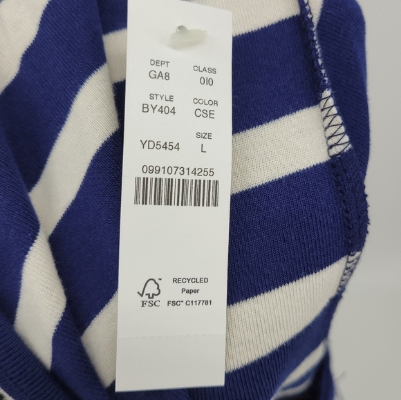 J.Crew Women Perfect-fit elbow-sleeve T-shirt in stripe with gold buttons Size L - Picture 9 of 11